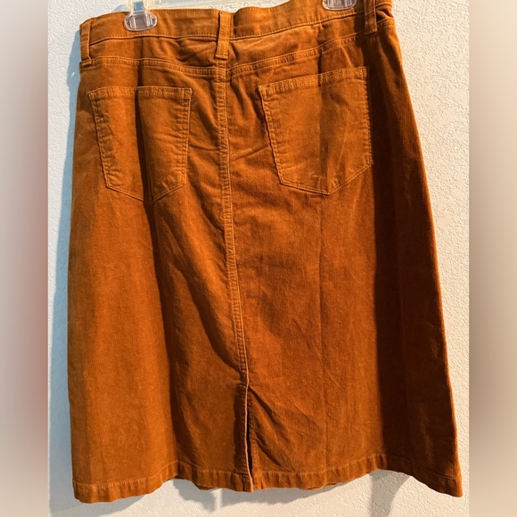 St. John's Bay Women's Rust Corduroy Midi Skirt - Picture 3 of 6